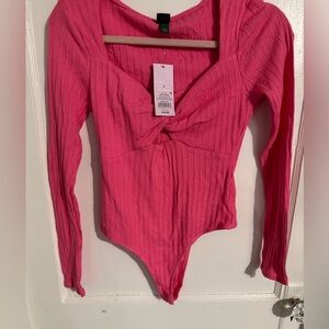 Pink Wild Fable Long Sleeve Bodysuit with Cutout